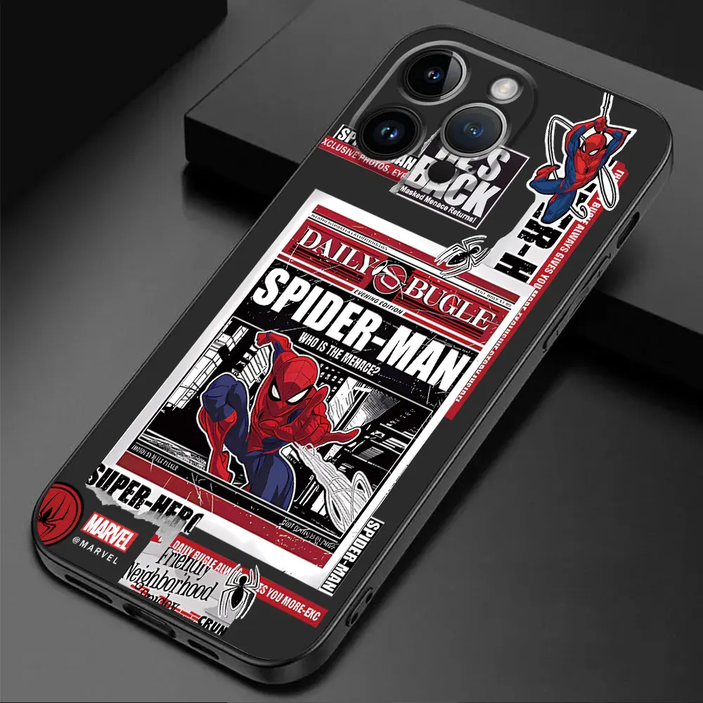 thumbnail image 1 of Marvel superhero Spider Man Phone Case for Apple iPhone 15 Pro Max SE 13 XS X 7 6s 14 12 Mini 8 Plus 11 Pro XR Cover Black Soft, 1 of 5