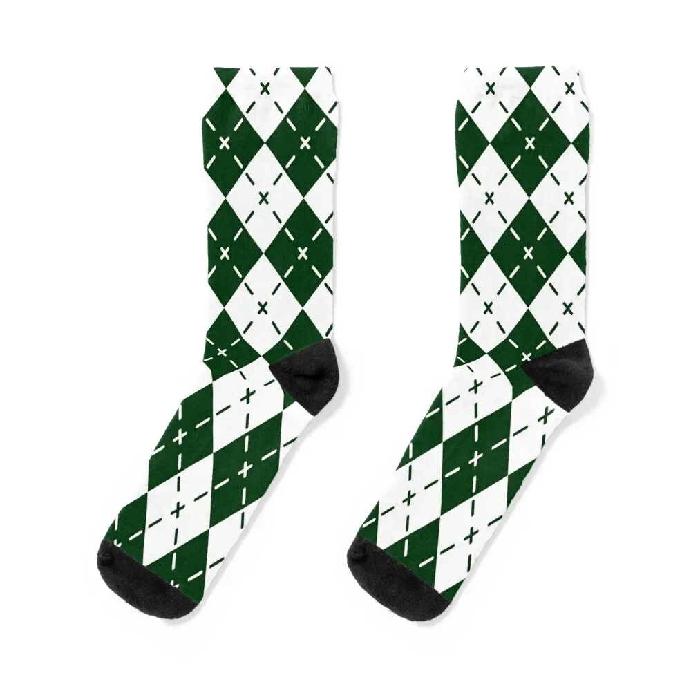 Emerald Green Argyle Diamond Pattern Socks christmas stocking gift Socks Men Women's