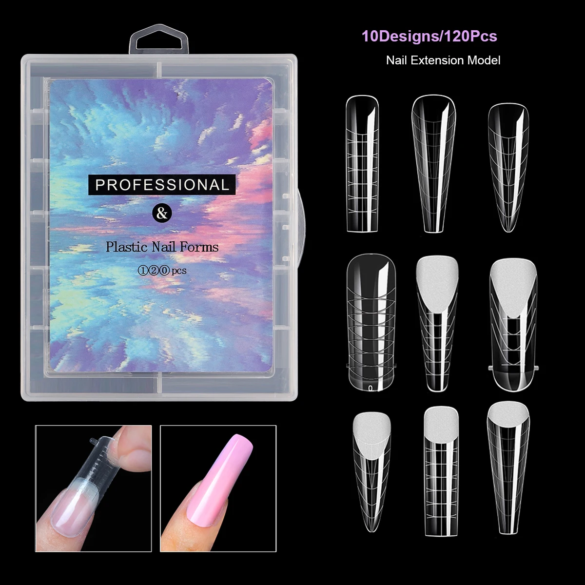 False Nail Forms 120 Pcs/Set Clear Dual Forms Full Cover Quick Building Gel Mold Tips Nail Extension Molds Upper Forms For Nails Tips