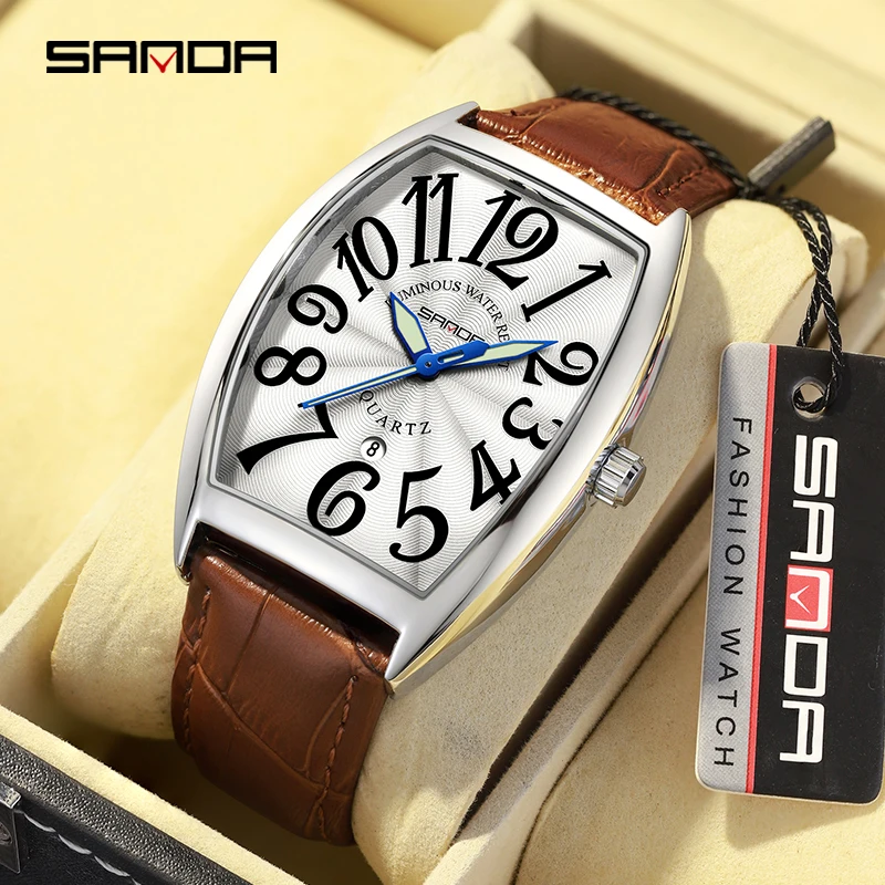 

SANDA New Top Brand Classic Men Quartz Watch 30M Waterproof Leather Strap Luminous Hands Business Popular Casual Men Watch