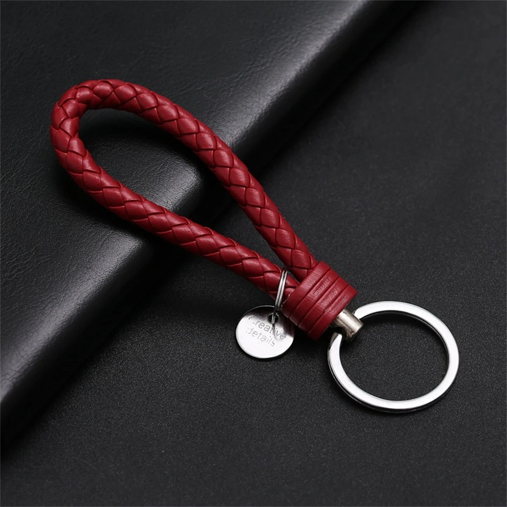 Braided PU Leather Wristlet Keychain Strap - Stylish Accessory