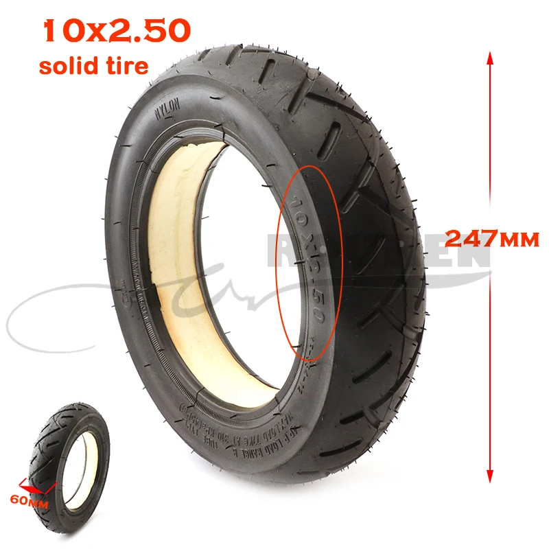 

10x2.50 Solid Tire for Quick 3 ZERO 10X Inokim OX Folding Electric Scooter 10-inch Mini Motorrad Razor Tyre