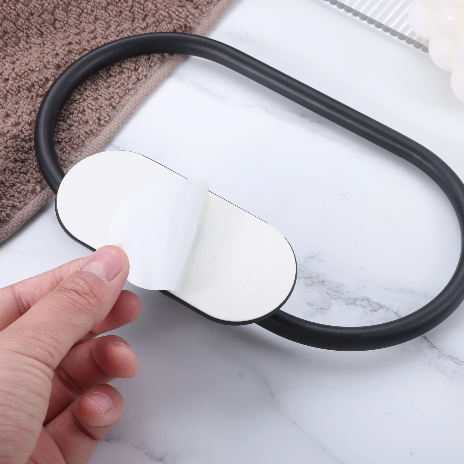 1pc Bathroom Towel Ring Holder Stainless Steel Wall Mounted Self-Adhesive Drill-free Toilet Bedroom Clothes Hanging Rack