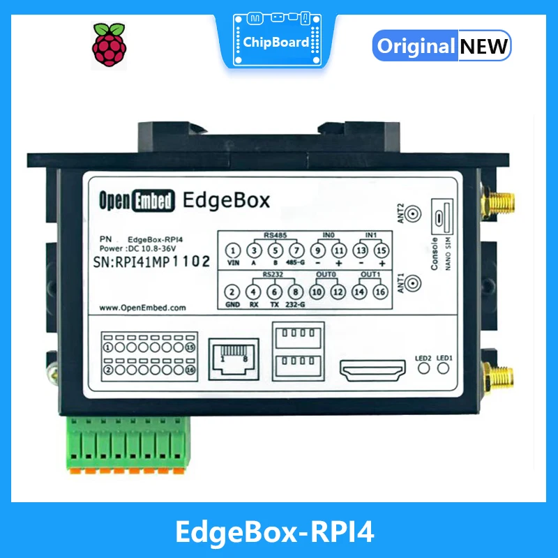 Edgebox-Rpi4 Opensup Raspberry Pi 4B Gateway Lora Computer Industriale 4G Internet Of Things Interfaccia Uomo-Macchina Linux