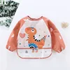 Baby Bibs Cute Colorful Cartoon Waterproof Bib Infant Eating Children Drawing Long Sleeve Pocket Apron Self Feeding Baby 0-3Y 6