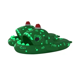 Festive Luminous Shark Slippers - Cozy Non - Slip Holiday Sandals for 36 - 37 (Luminous - Green)