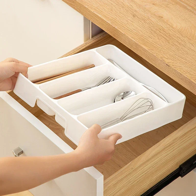 4/5 Easy Clean Compartments Cutlery Organizer Daily Drawer Divider Tray Rectangle Home Kitchen