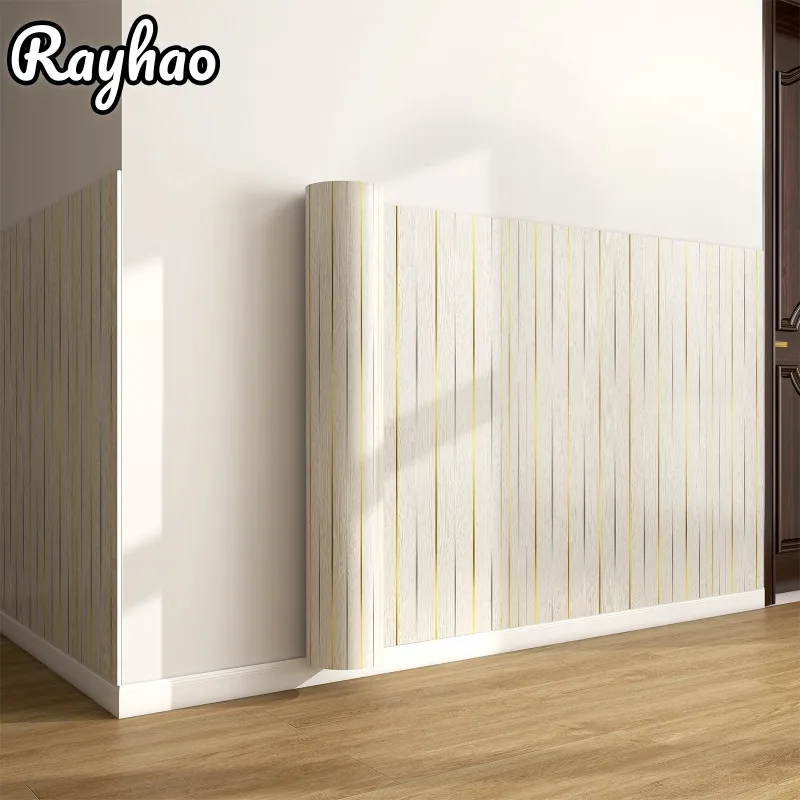 แผ่นผนังวอลเปเปอร์ลายฟองน้ำประดับหมุดทองสำหรับตกแต่งผนังห้องครัว ห้องน้ำ กันน้ำ พร้อมแถบลายด้านล่างอะลูมิเนียมฟอยล์ 1