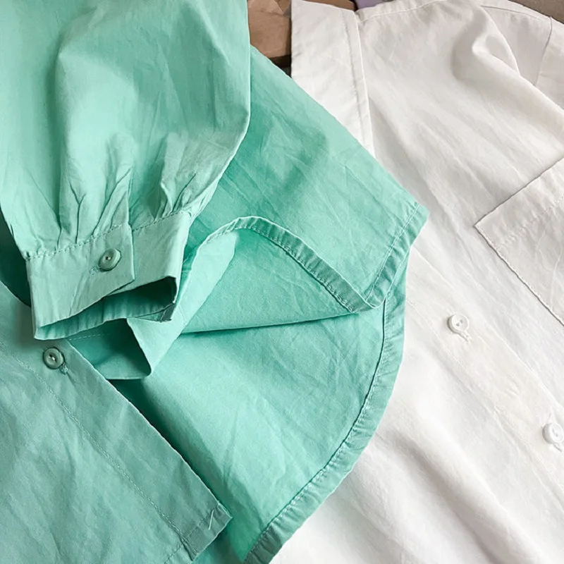 Baby Shirt Cotton Infant Toddler Child Loose Blouses Solid Color Spring Autumn Summer Baby Clothes 1-10Y kids shirts