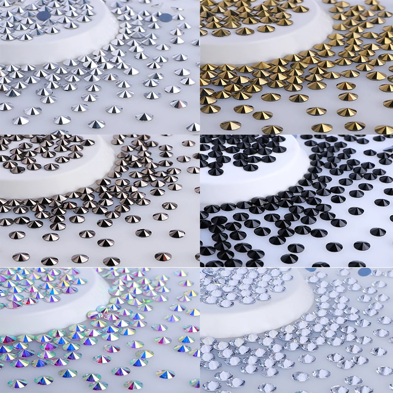 

SS6-SS30 Glass Steeple HotFix Rhinestones Glitter Hot Fix Crystal Iron-on Glass Diamond Strass for Clothing Decoration