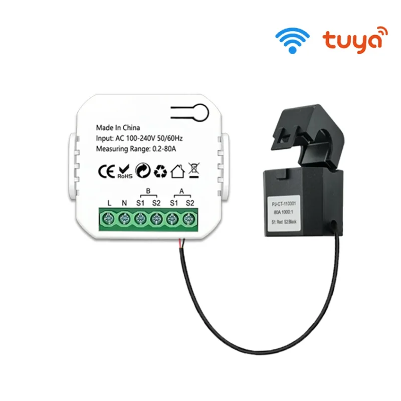 

Tuya 2 Way WiFi Energy Meter Bidirection Switch Smart Home 1/2 Channel With Clamp App Monitor Solar Produced and Consumed Power