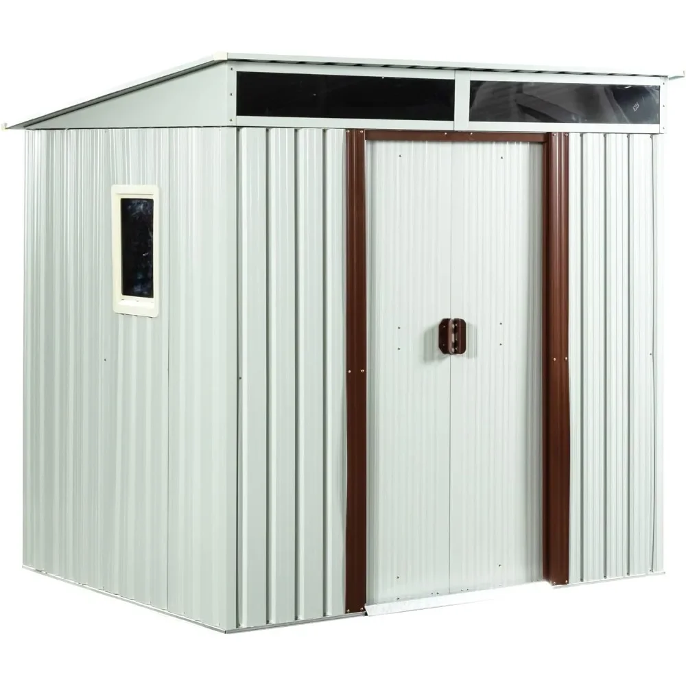 

6ft X 5ft Outdoor Metal Storage Shed With Window White Lockable Metal Garden Shed for Backyard Outdoor Patio Tools Buildings