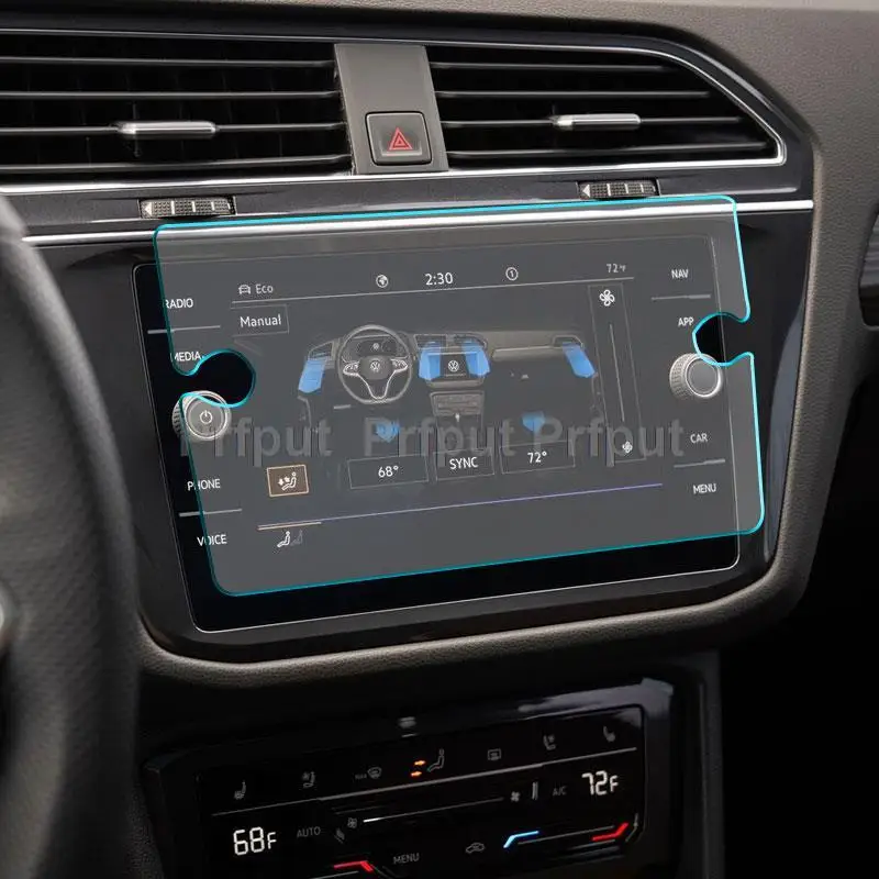 Tempered Glass Screen Protector film for Volkswagen Tiguan SEL Car Digital Cockpit infotainment Central Control, tempered glass protective film, screen protector film, car interior film, door protective film