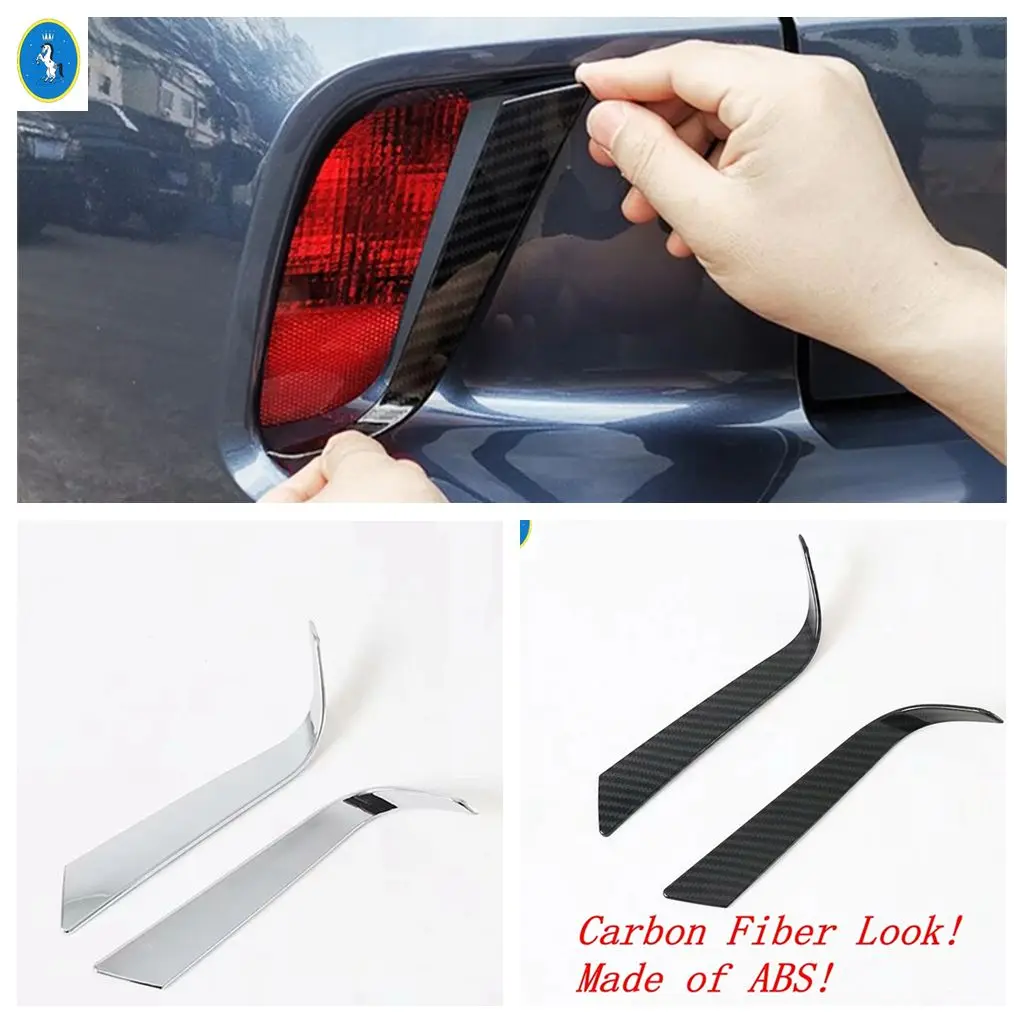 Rear Bumper Reflector Fog Light Cover Strip Trim - Chrome/Carbon Fiber Finish