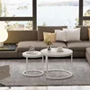 Nesting Coffee Table Round Side Table Set of 2 End Tables for Living Room Bedroom Balcony, Wooden Stacking Accent Coffee Tables 4