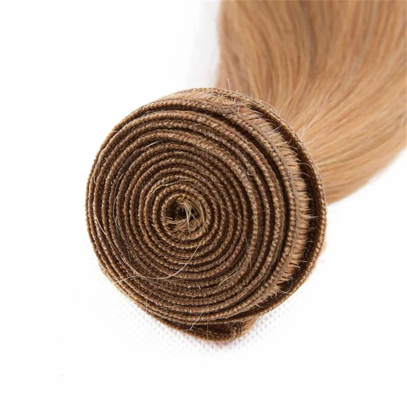 12-26 Inch Gold Straight Human Hair Bundles Double Weft Brazilian Virgin Remy Hair Extensions Weave Color 27 100G/PC human hair extensions