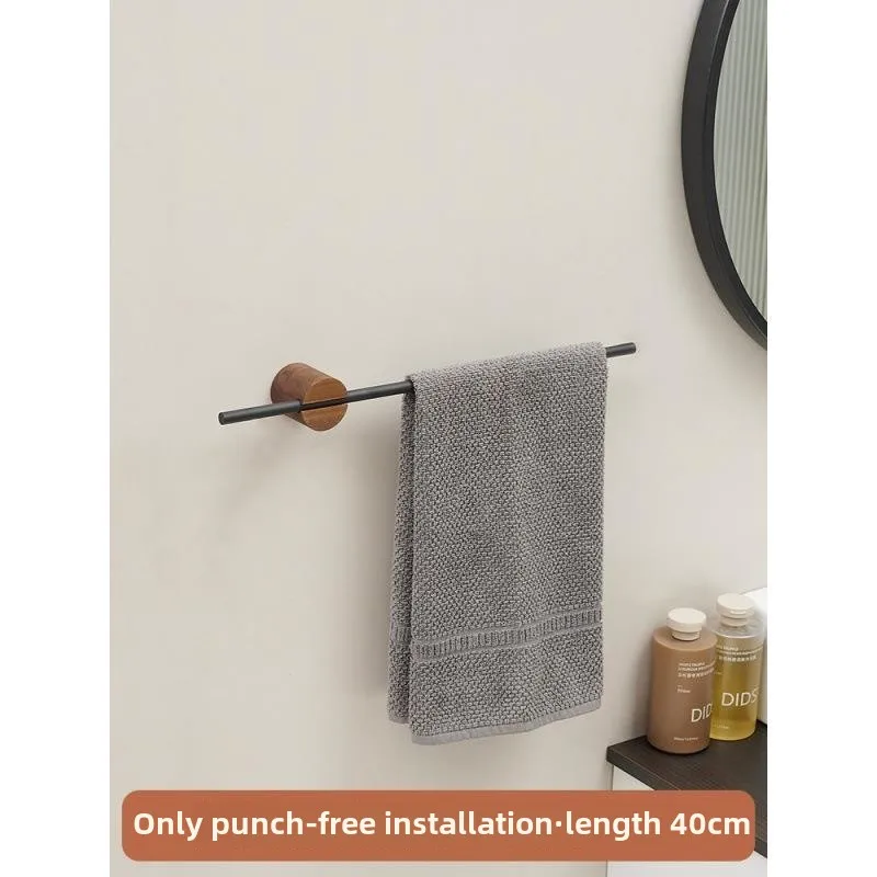 Walnut towel rack Punch-free bathroom towel hanging rack Bathroom storage