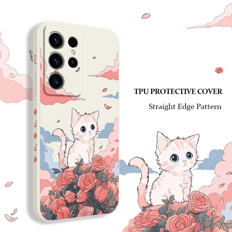 Rose Cute Cat Silicone Phone Case Cover - Adorable Design & Durable Protection