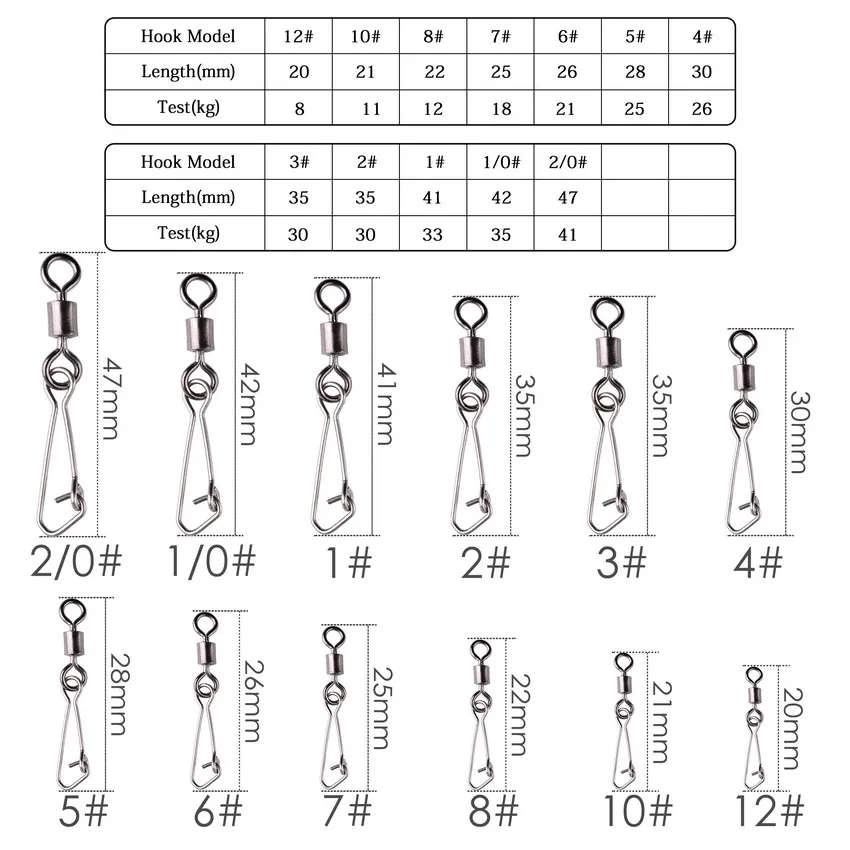 10pcs/box Stainless Steel Fishing Connector Swivels Fishhook Lure Accessories 2