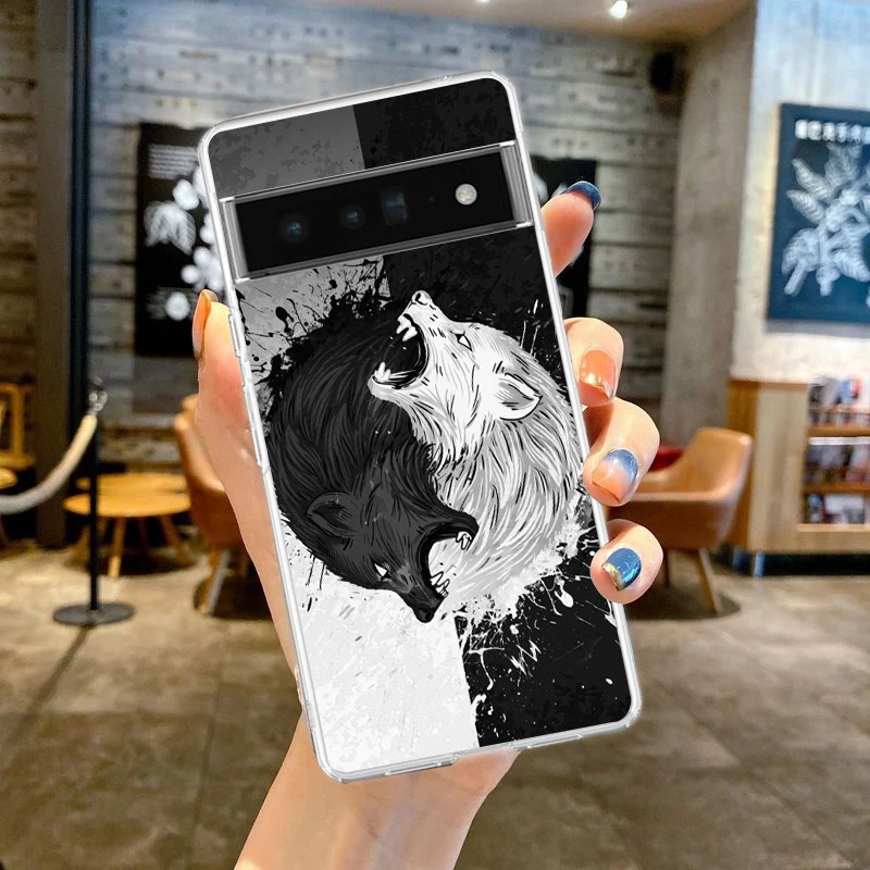 Moon Roaring Wolf Shockproof Transparent Phone Case Cover