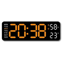 Large Digital LED Wall Clock with Auto Dimmer and Temperature Display - 9 inch (BO)