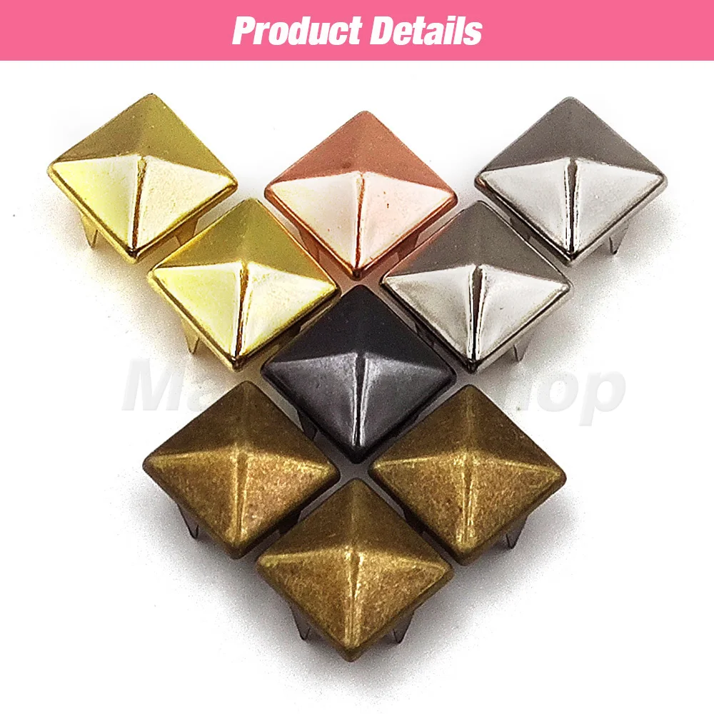 100Pcs 6-12mm Metal Rivets Square Spike Studs Pyramid Rivets Leathercraft Clothes Shoes Bags Belt Punk DIY metal rivets metal studs leather rivets