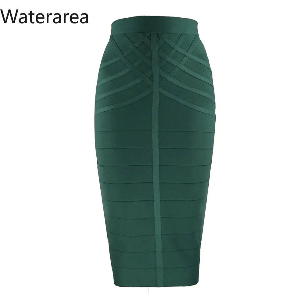 satin midi skirt Waterarea Fashion Solid Bandage Women Skirts Sexy High Waist Pencil Skirt Office Lady Bodycon Midi Skirt New Spring red skirt