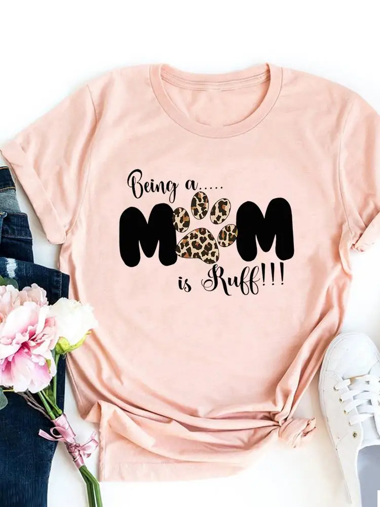 Zampa Fiore Floreale Cane Gatto Amore T-shirt grafica Donna T-shirt basic T-shirt con stampa di moda Manica corta Abbigliamento da donna Top81_voghion.com