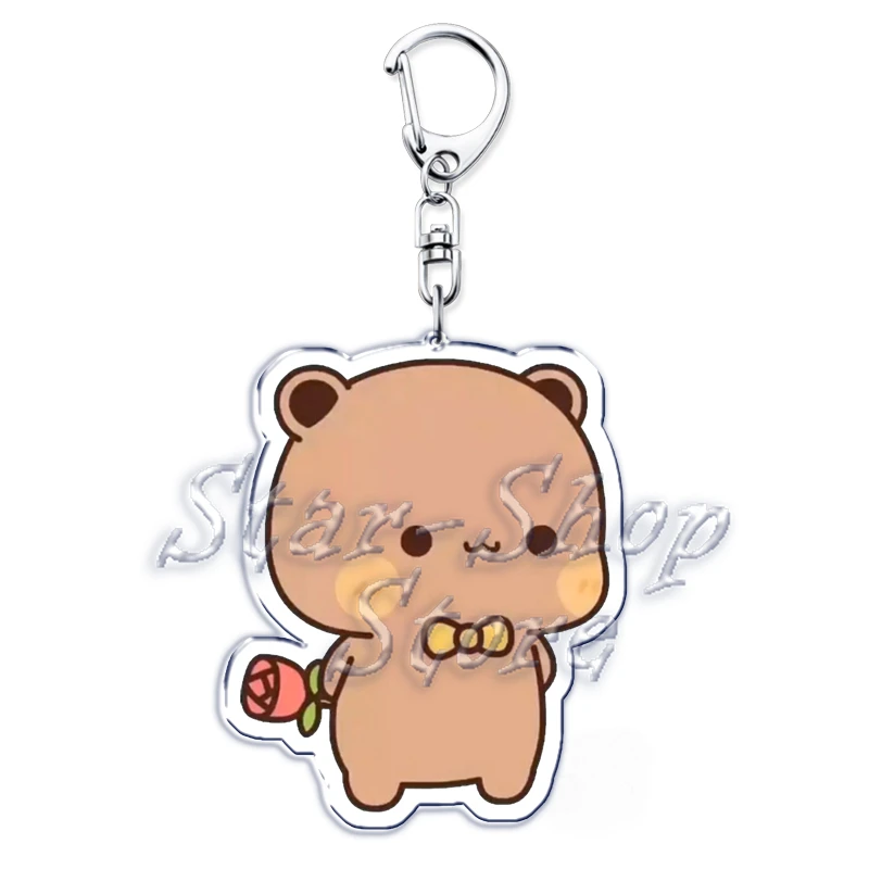 Bubu Dudu Rose Love Schlüsselanhänger Paar Bär Panda Acryl Schlüsselanhänger für Zubehör Tasche Anhänger Schlüsselanhänger Schmuck Fans Liebhaber Geschenke – Detail 19