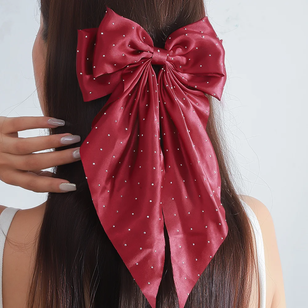 1/3/5Pcs Women Large Bow Hair Clip Girls Chiffon Pearl Hairpins Satin Barrette Women Solid Color Ponytail Clip Hair Accessories hair accessories