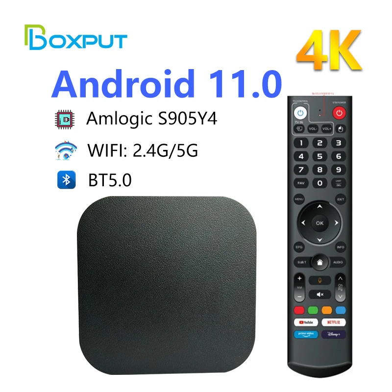 Boxput Iatv Q8 Mini Smart Tv Box Bt5.0 Quad-Core 4K Hdr 100M 32G Android 11 2.4G/5G Wifi Amlogic S905Y4 Set Top Box Lettore Multimediale