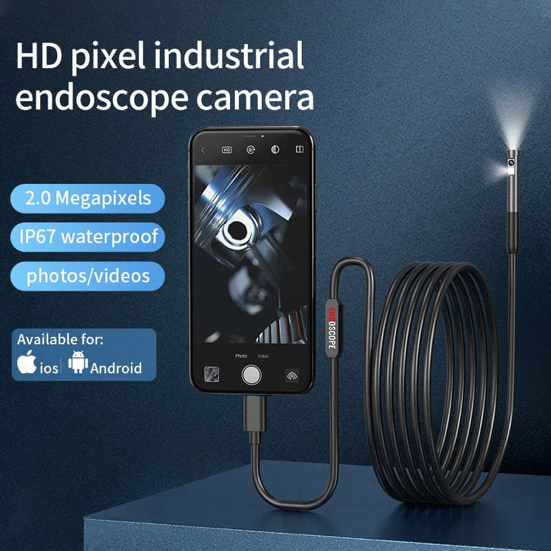 FUERS 1080P Dual Lens Hard Cable Mini Camera Endoscope Camera WiFi  Waterproof Endoscope Inspection For Android IOS Car Sewer