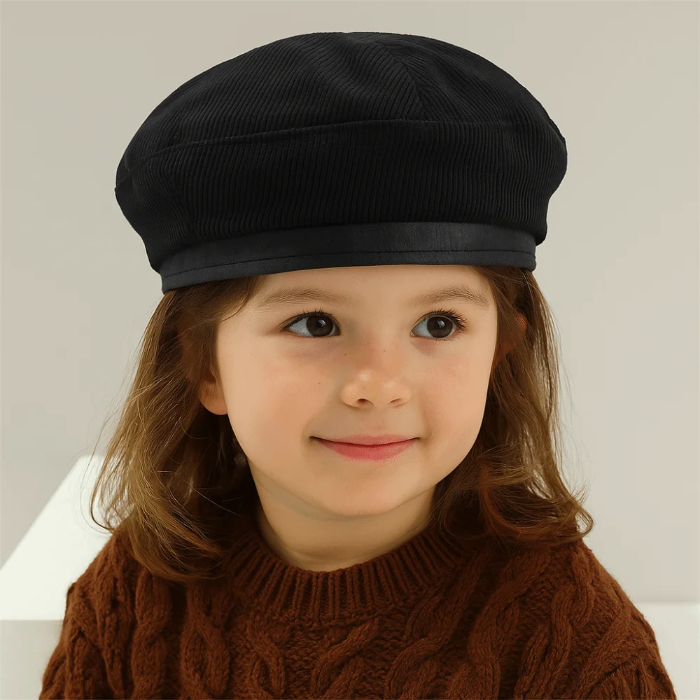 Retro Korean Baby Beret Corduroy Sweet Beanies Cap Spring Autumn Casual Painter Hats Toddler