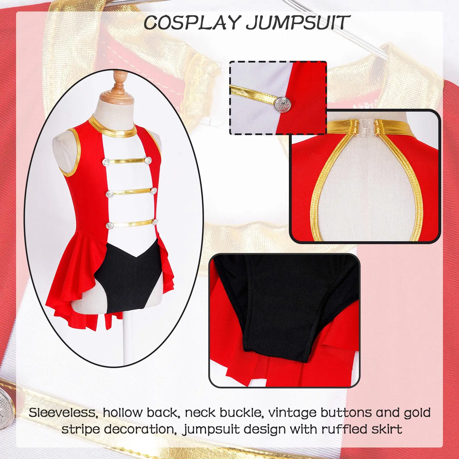 Cosplay Costume Kids Girls Dress Halloween Dress Outfit Girls Ringmaster Circus Costume Festival Performance Dance Leotard Dress Halloween Carnival Themed Party Role Play Dancewear