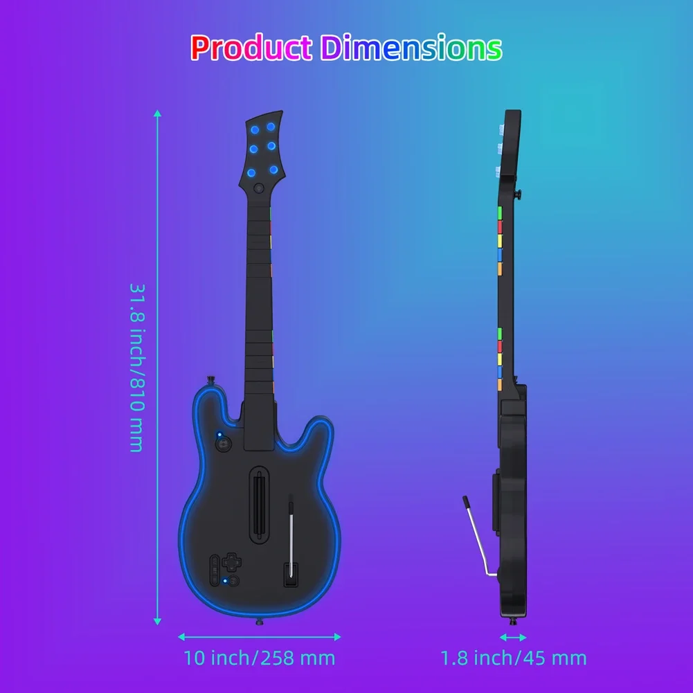 Wireless Guitar Controller 2.4G Wireless PC Guitar Controller Console Gamepad for PS4 PS3 PC Hero Clone Hero Rock Band
