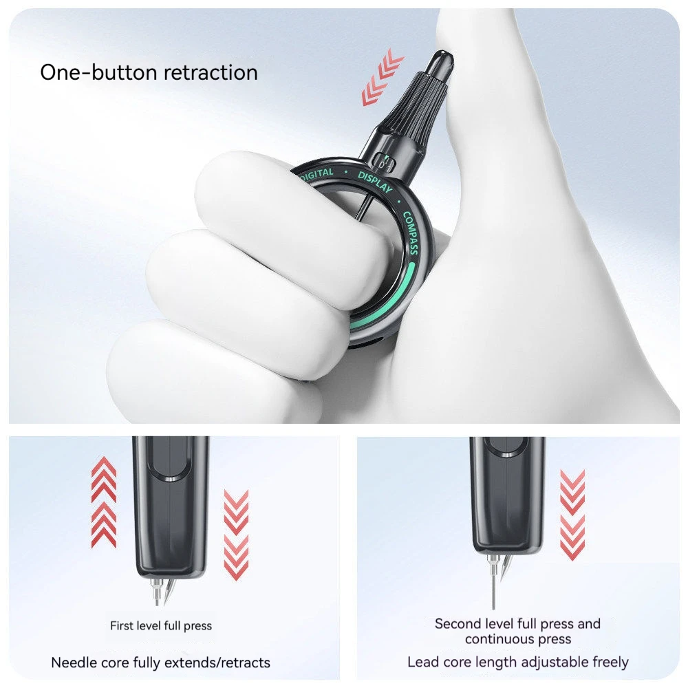 디지털 디스플레이 나침반 전문 드로잉 도구 프레스형 0.5mm/2B 학교 사무실 페인팅 엔지니어링 드로잉에 적합