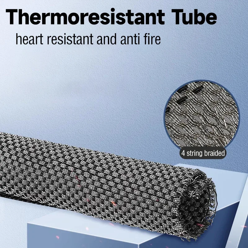 5-8mm Thermoresistant Tin Plating Cable Tube Sleeve EMI Shielded Flexible Wire Wrap Cover Line Cord Organizers Cable Management 4