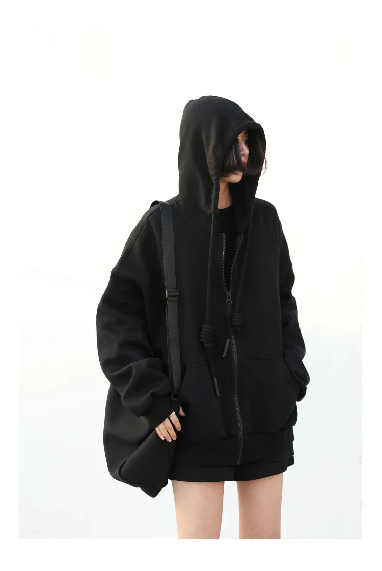CHIC VEN Women's Hoodies Sweatshirts Casual Solid Loose Drawstring Jackets Korean Female Clothes Streetwear Spring New 2024