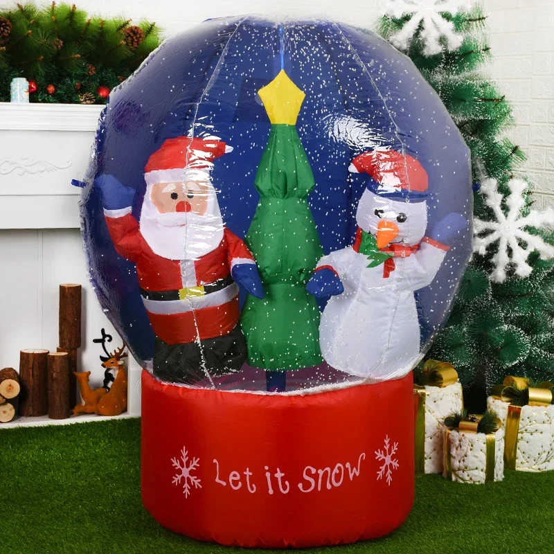 Christmas Decoration Inflatable Snowball Santa Claus 1.2m High Inflatable Decoration Yard Lawn New Year Party EU plug