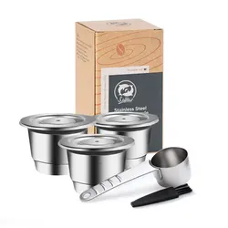 Reusable Stainless Steel Espresso Capsule with Refillable Coffee Pods and Rubber Seals - 10cup10 lid rubbers (3pod)