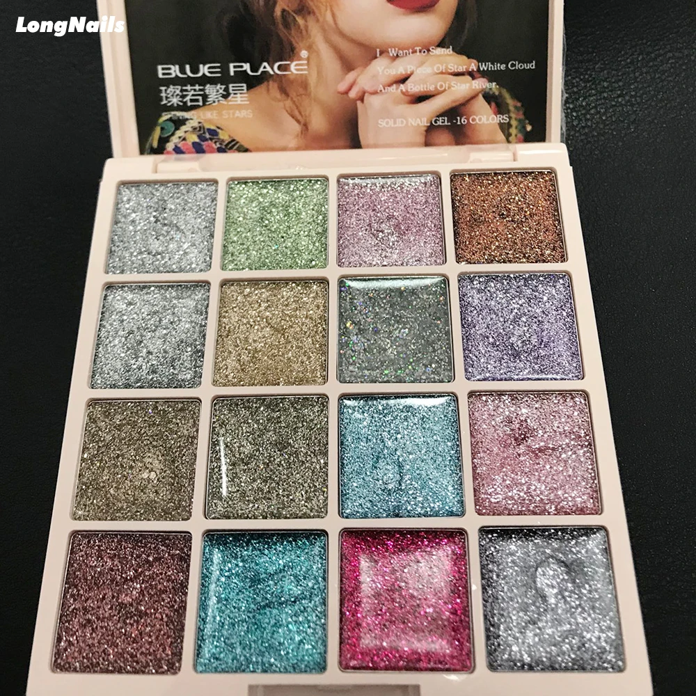 

9*8cm Jelly Rugosa Rose Solid Nail Gel Polish Japanese UV Cream Gels 16 colors in 1 Eyeshadow Compact Trendy Nails Arts Lacquers