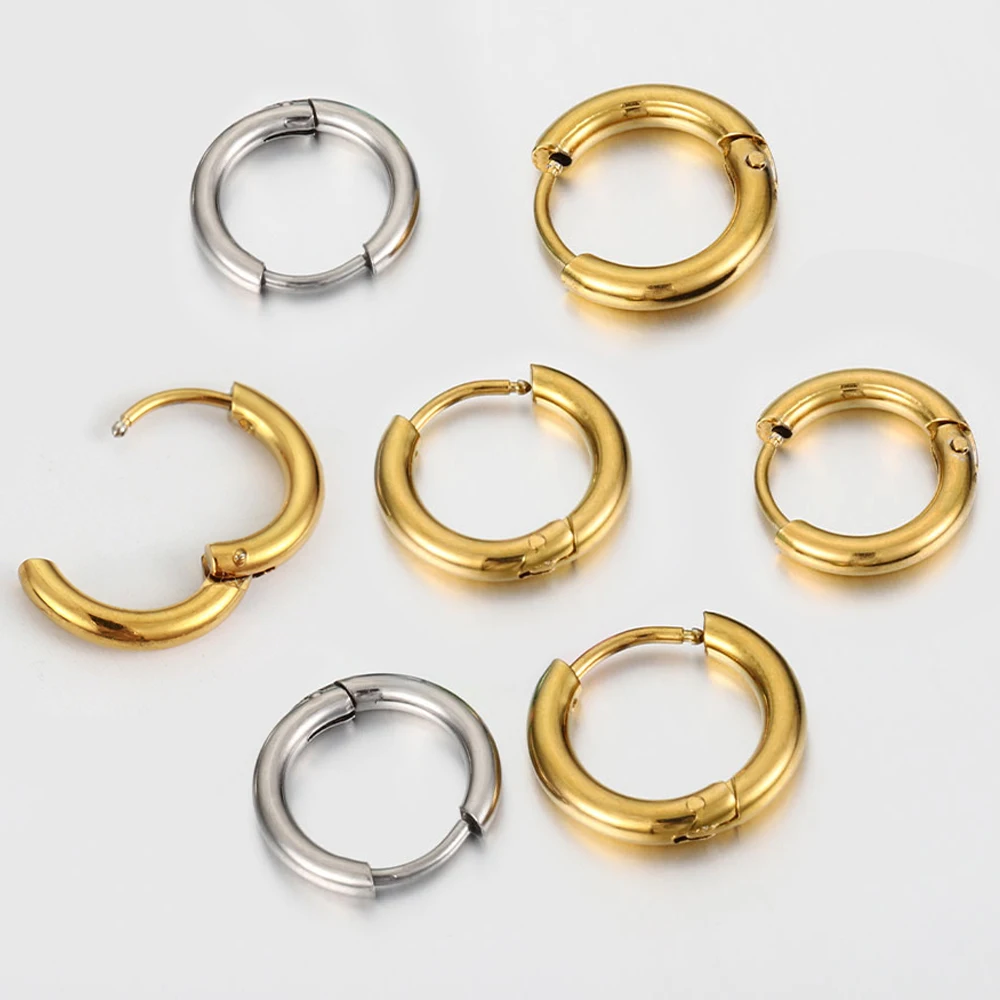 10pcs Stainless Steel Hoop Earrings Women Earrings Men Punk