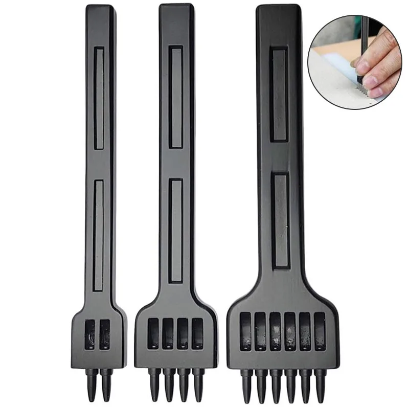 Leather Round Row Punching Tool 4/5/6mm Spacing Hole Punches Lacing  Stitching