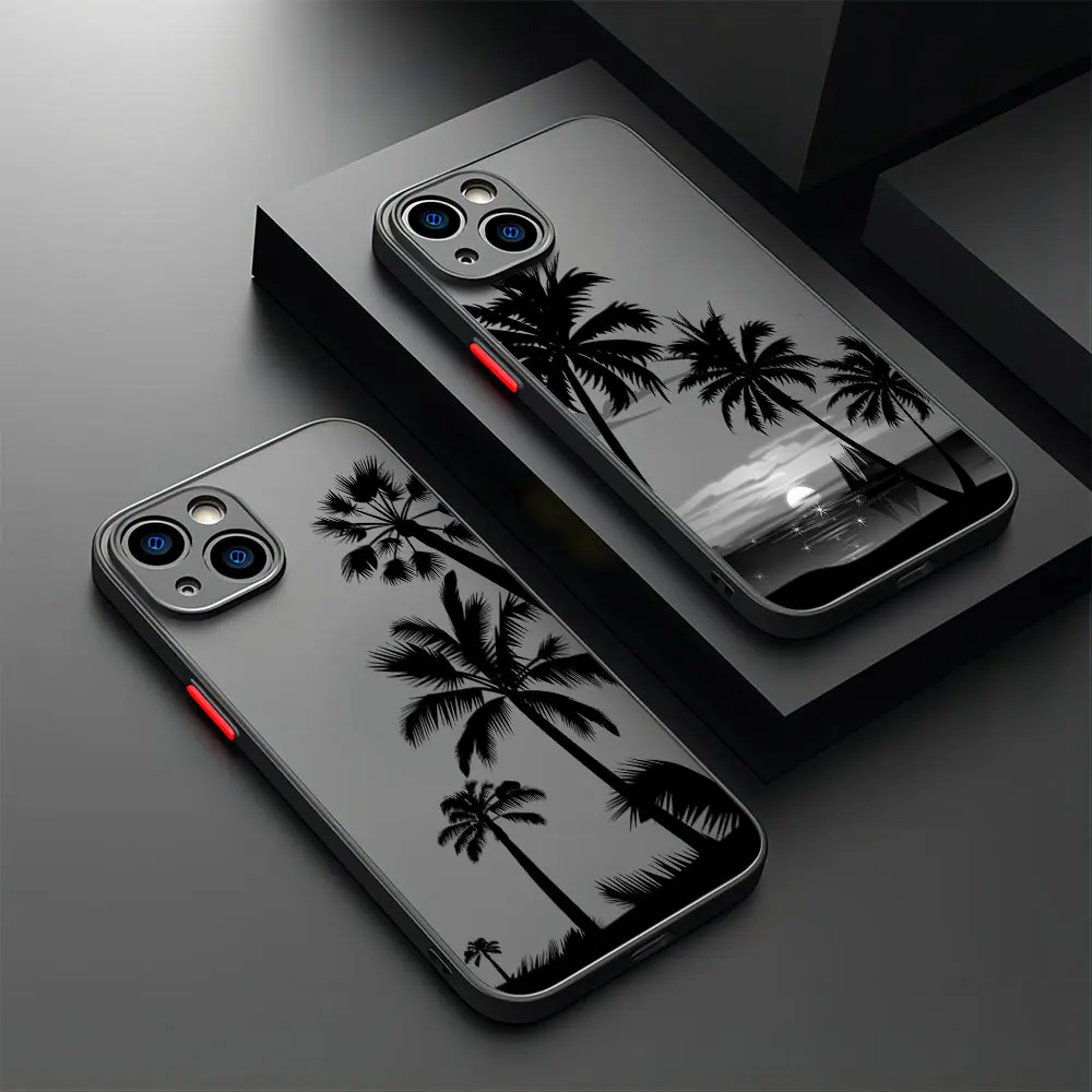 

Coconut Palm Tree Phone Case for IPhone 15 14 13 12 11 Mini Pro Max X XR XSMax 7 8 Plus Matte Transparent Back Cover