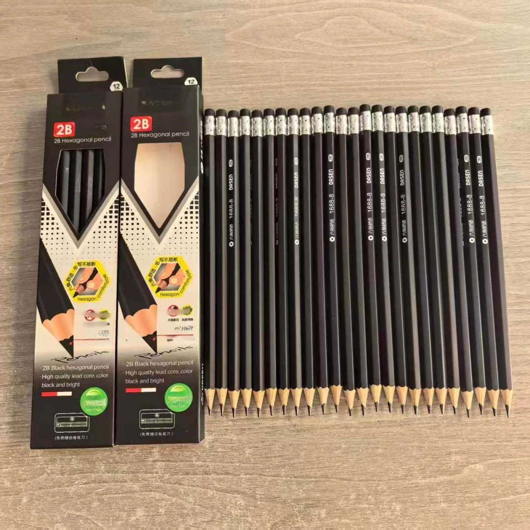 13/26 matite nere 2B con gomma, in scatola, per esami, schizzi e scrittura, per studenti, ufficio, cancelleria, regalo per famiglia e amici - immagine 6