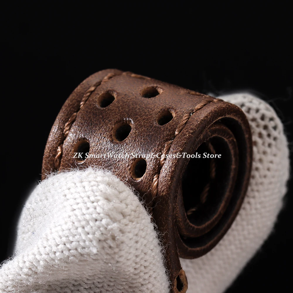 Genuine Cowhide Leather Strap - Soft Breathable Retro Wristband