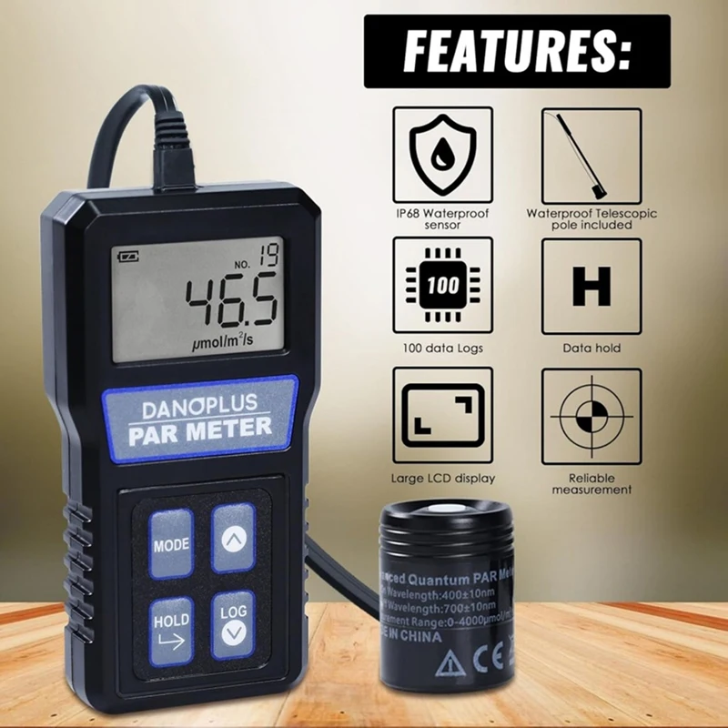 Waterproof Probe Light Meter Digital Display Light Energy Meter Probe Illuminometer Split Type Energy