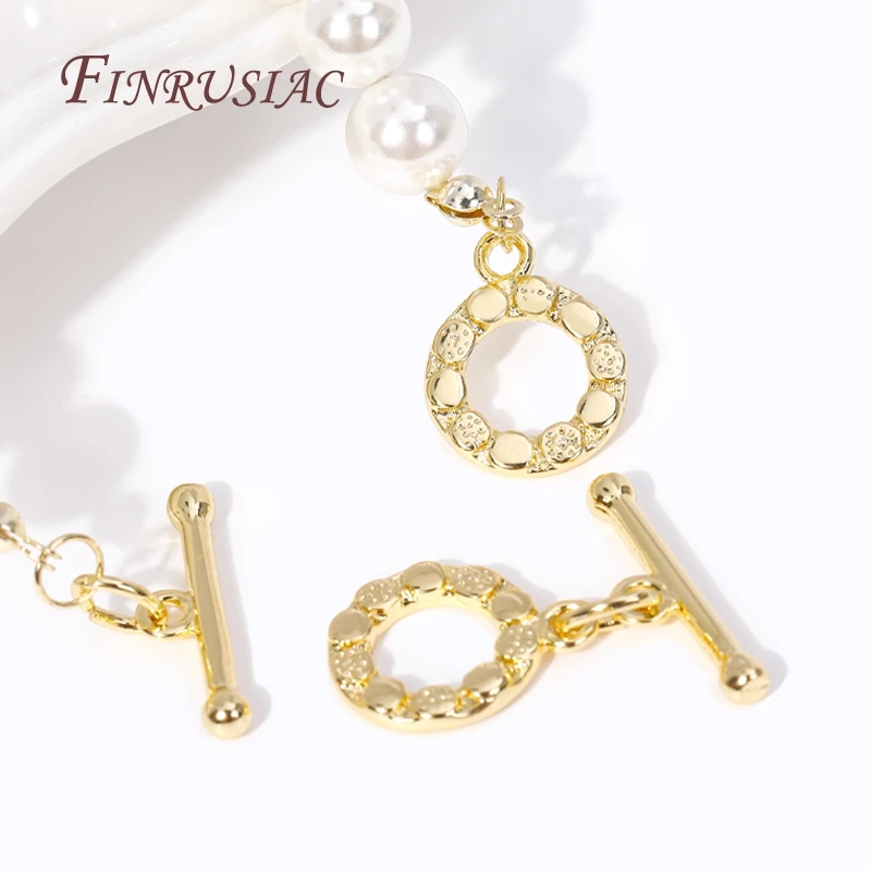Fashion Brass Round OT Clasps 18K Gold Plated Polka Dot Design Toggle Clasps Connector For DIY Jewelry Making Supplies Findings