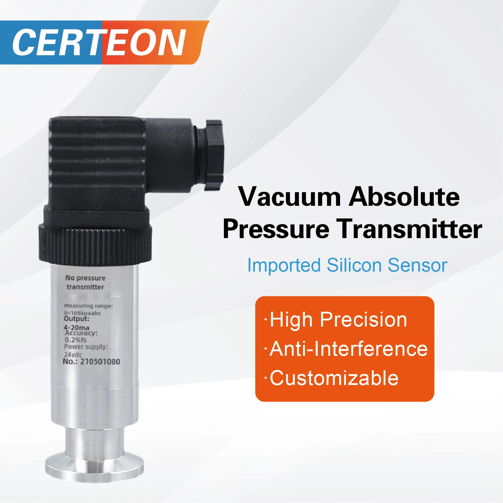 KF16 Vacuum Pressure Transmitter Absolute Pressure Sensor RS485/4-20mA/0-10V /0-5V Digital Vacuum Gauge Industrial Sensor