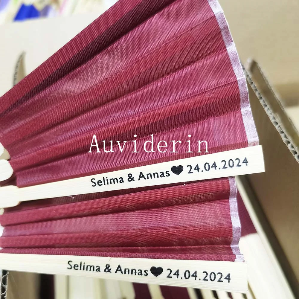 40/36/20Pcs Foldable Hand Fan Customized Logo Wedding Party Bridesmaids Gift 24/25/30/32pc Child Christening Favors Fans 6